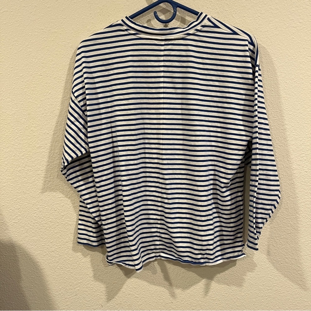 AYR size small Pima cotton blue and white stripe shirt basic old money quiet lux - Picture 6 of 8